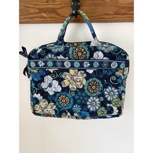 Vera Bradley Quilted Laptop Case Retired Mod Floral Blue W/ Pocket